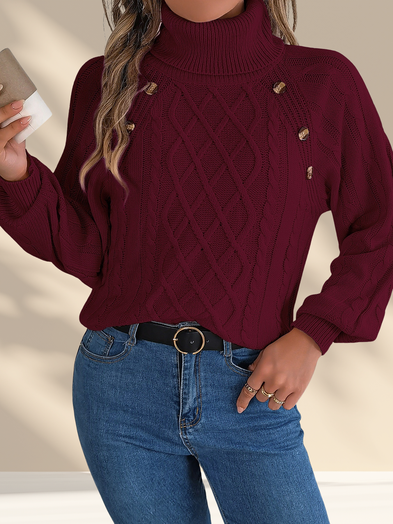 The Buttoned Turtleneck Sweater