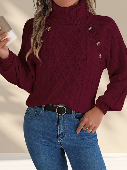 The Buttoned Turtleneck Sweater