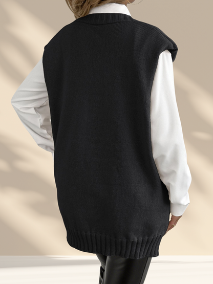 Pearl Button Knit Sweater Vest