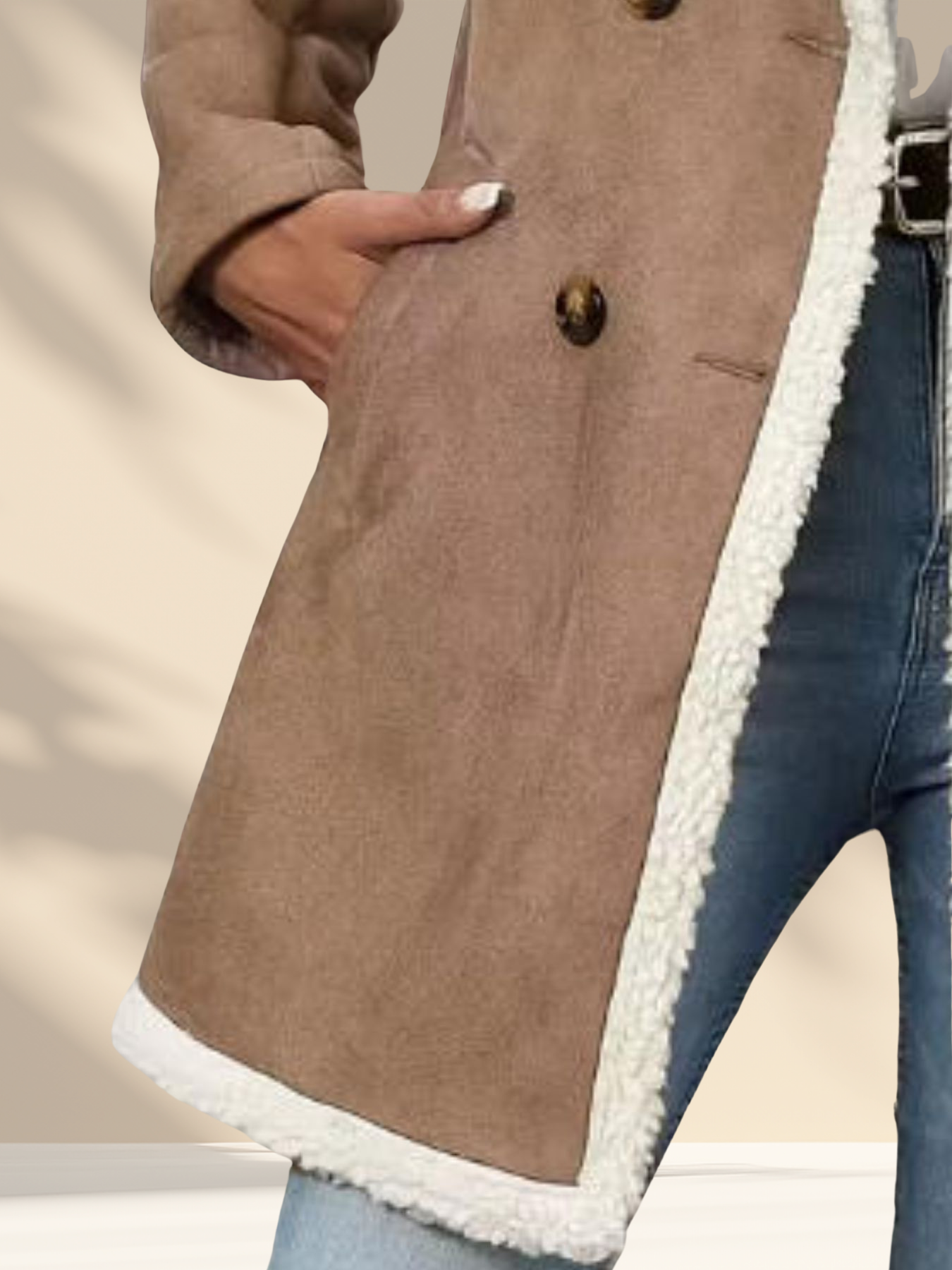 Sherpa Lined Button Up Coat